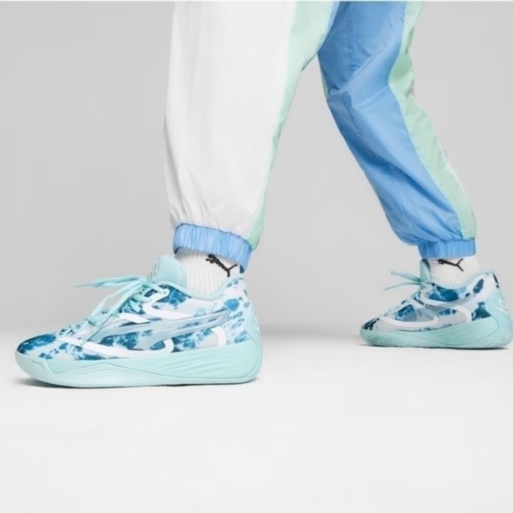 Puma Women's Aqua Blue Marble Athletic Shoes